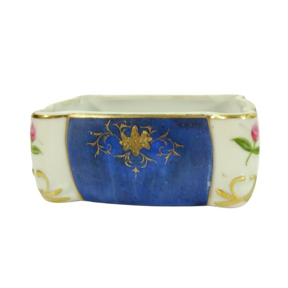 Vintage Made in Occupied Japan Porcelain Trinket Cigarette Box w 2 Ashtrays Blue - Picture 7 of 15